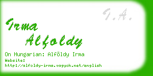 irma alfoldy business card